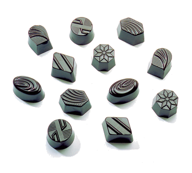Matfer Bourgeat 380104 Chocolate Mold Assortment Of Round Oval & Lozenge 36 Per Sheet Polycarbonate