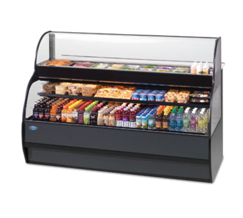 Federal Industries SSRSP5952 59" W Black Specialty Display Sandwich or Salad Prep Merchandiser with Refrigerated Self-Serve Bottom - 208-240 Volts