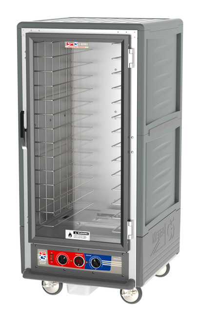 Metro C537-MFC-4-GY C5 3 Series Gray 3/4-Size Insulated Moisture Heated Holding & Proofing Cabinet with Clear Doors and Fixed Wire Slides - 120 Volts