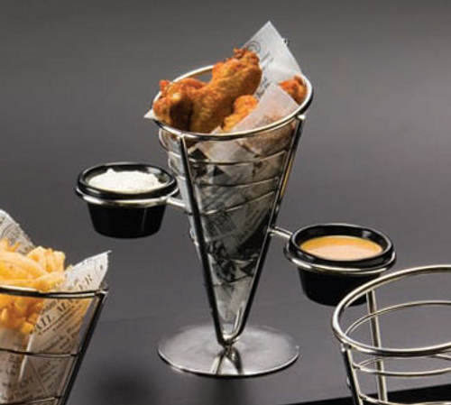 American Metalcraft SS92 5" Stainless Steel Black Cone Ironworks Basket