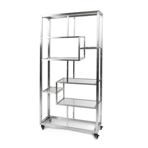Eastern Tabletop AC1763 35-1/2”W x 14”D x 73”H Square Stainless Steel Square Mobile Back Bar Display