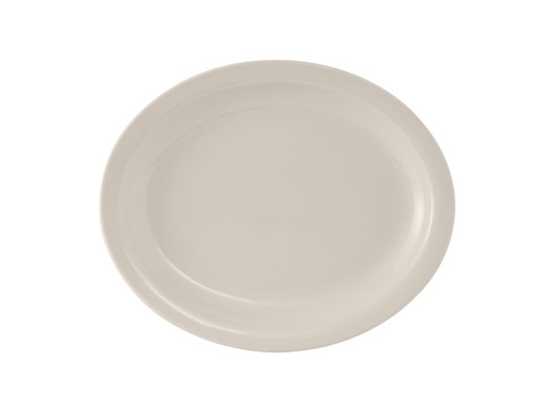 Tuxton TNR-012 Ceramic American White/Eggshell Oval / Oblong Platter (2 Dozen Per Case)