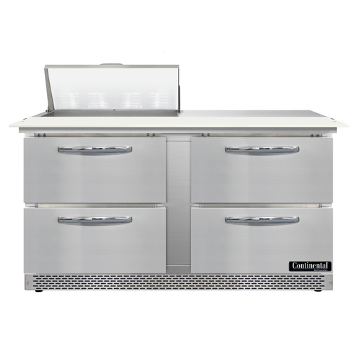 Continental Refrigerator D60N8C-FB-D 60" W Two-Section Four Drawer Designer Line Sandwich Unit