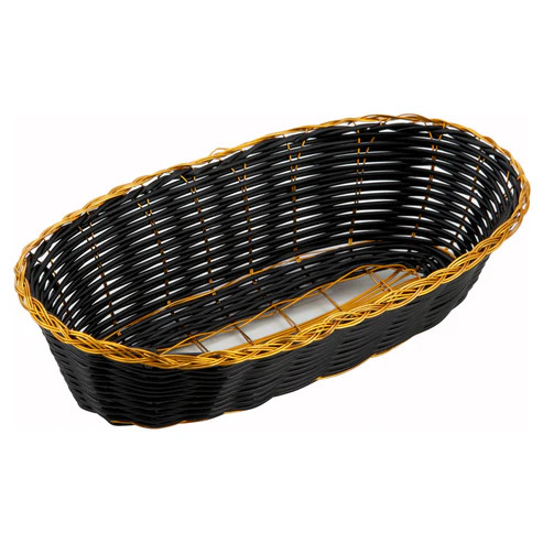 Winco PWBK-9B
 Polypropylene
 Black
 Oval
 Woven Basket
 12 Dozen (Contains 1 Dozen)
