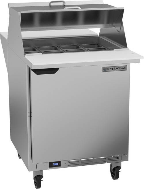Beverage Air SPE27HC-12M-B-DS 27" W One-Section One Door Dual Side Mega Top Refrigerated Counter