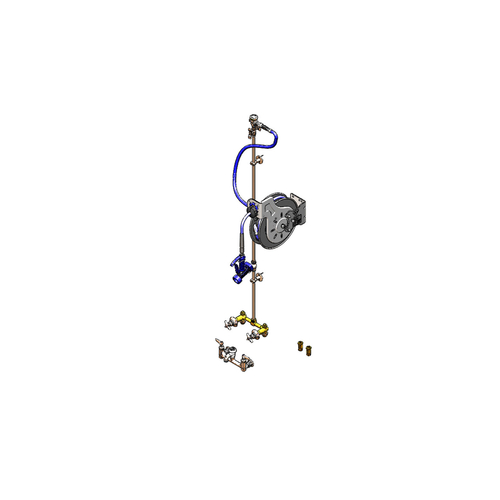 T&S Brass B-7232-U05XS10ES 36" Flexible Water Hose Stainless Steel Open Hose Reel Assembly with Blue Spray Valve