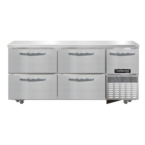 Continental Refrigerator FA68N-U-D 68.19"W Three-Section Stainless Steel Door Undercounter Freezer Base