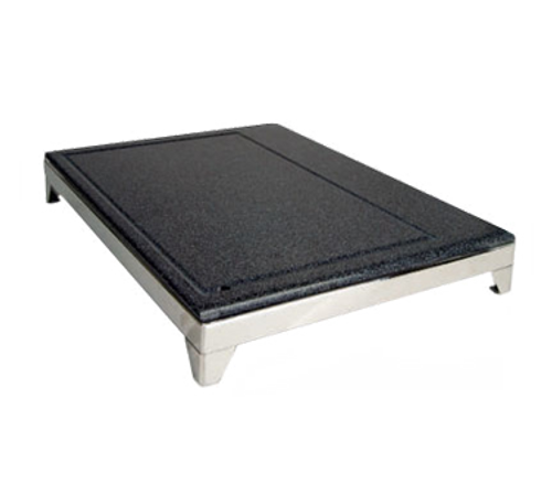 Eastern Tabletop 9655 Solid Black Corian Carving Board with Stainless Steel Base and Corner Legs