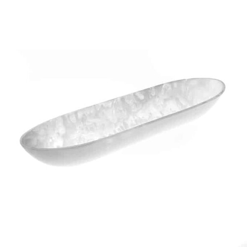 American Metalcraft WSLB27 169 Oz. Resin White Oblong Translucence Boat Bowl