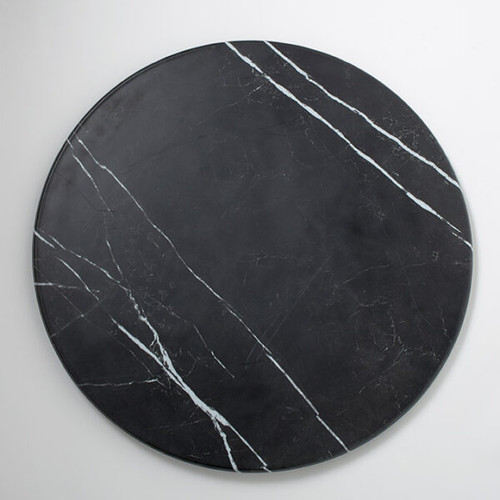American Metalcraft MB21 21.5 Melamine Black Marble Pattern Round Serving Board