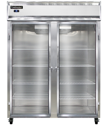 Continental Refrigerator 2RESNSAGD 57" W Two-Section Glass Door Reach-In Extra-Wide Refrigerator