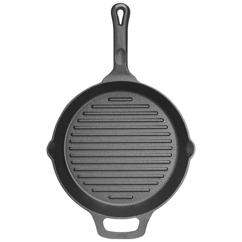 Winco CAGP-10R 10 1/4" Dia x 1 3/4" H Cast Iron Round FireIron Induction Grill Pan