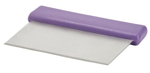 Winco DSC-2P 6" x 3" Stainless Steel Dough Scraper with Plastic Purple Handle