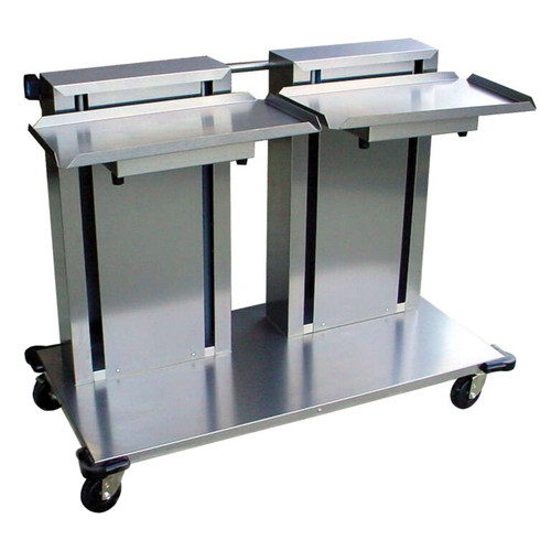 Lakeside 2816 47" W Stainless Steel Mobile Cantilever 10" x 22" Tray, Glass and Cup Rack Dispenser