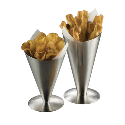American Metalcraft SSFC7 4.5 Stainless Steel Cone Fry Cone Holder and Stand