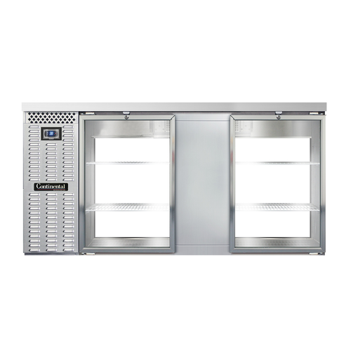 Continental Refrigerator BB69SNSSGDPT 69"W Glass Door Refrigerated Back Bar Cooler