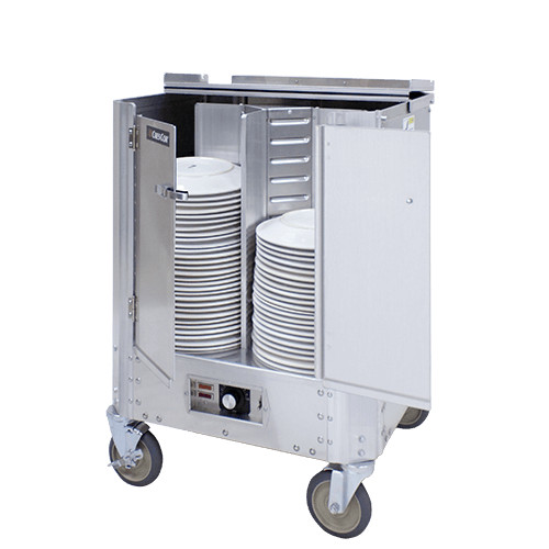 Cres Cor HJ53110240 23" W Aluminum Non-Adjustable Eclose Type with Hinged Doors Heated Dish Dolly - 120 Volts