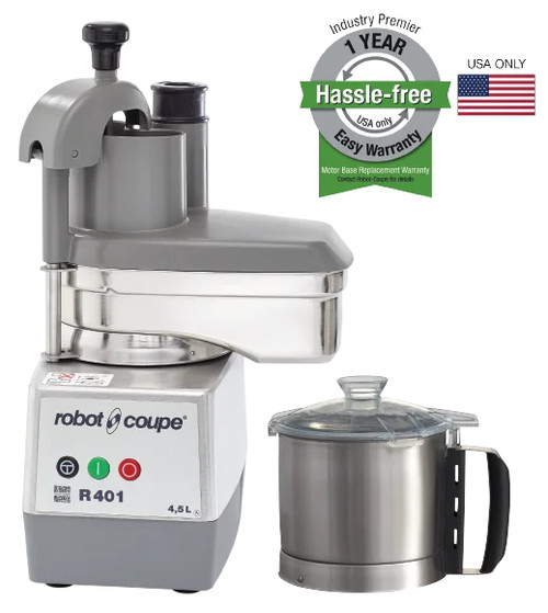 Robot Coupe R401 4.5 L. Stainless Steel Bowl with Handle Combination Food Processor - 120 Volts, 1-1/2 HP