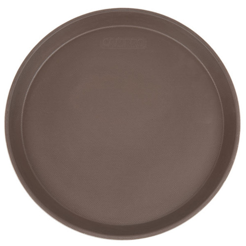 Cambro 1100CT138 11" Dia. Fiberglass Tavern Tan Round Camtread Serving Tray - 12/Case
