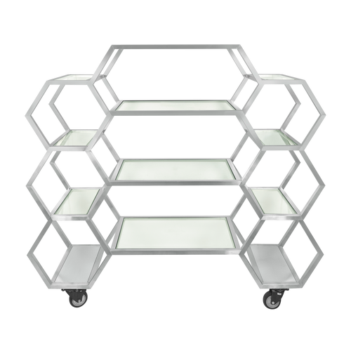 Eastern Tabletop AC1730BK 63"W x 17-3/4"D x 60"H Black Stainless Steel Honeycomb Mobile Buffet