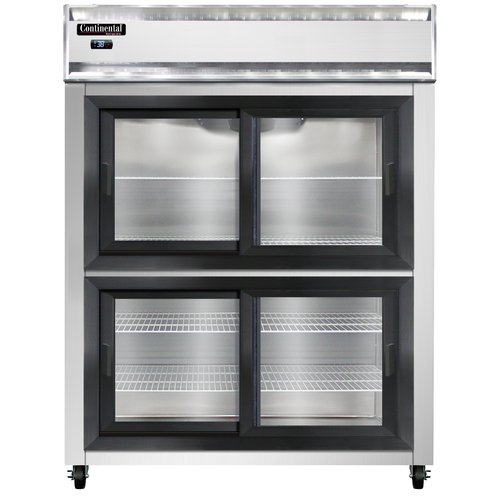 Continental Refrigerator 2RENSGDHD 57" W Two-Section Glass Door Reach-In Extra-Wide Refrigerator