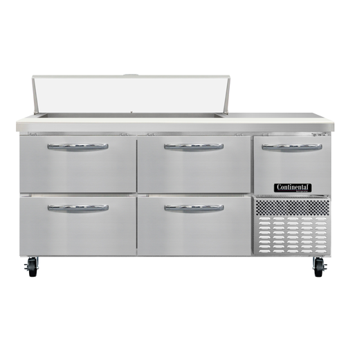 Continental Refrigerator RA68N12-D 68" W Three-Section Four Drawer Refrigerated Base Sandwich Unit