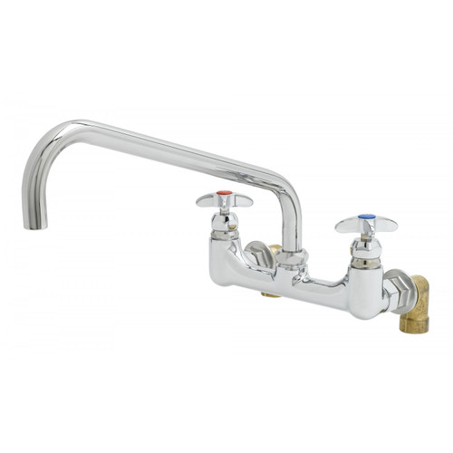 T&S Brass B-0290-14 Mixing Faucet wall mount 8" adjustable centers 14" Big-Flo swivel nozzle with plain end outlet
