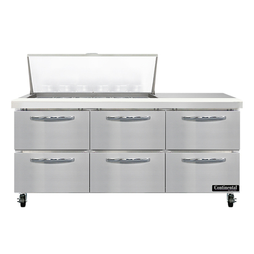 Continental Refrigerator SW72N18M-D 72" W Three-Section Six Drawer Mighty Top Sandwich Unit