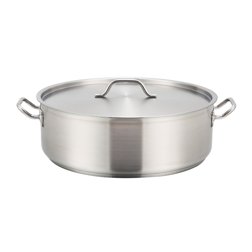 Winco SSLB-25 25 Qt. Aluminum Round Premium Brazier With Cover