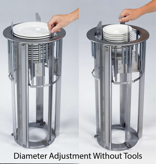 Lakeside 93225 Adjust-a-Fit 12" Dia. Round Stainless Steel 1-Tube Open Dish Dispenser - ADA Height