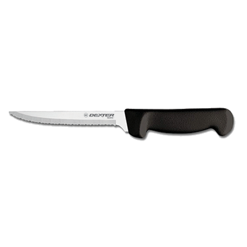 Dexter P94847B 6" Scalloped Edge Utility Knife with Black Handle