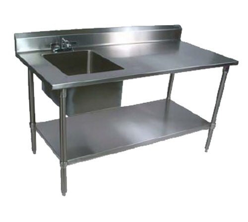 John Boos EPT6R5-3060GSK-L 60"W x 30"D x 40-3/4"H Stainless Steel Work Table with Prep Sink