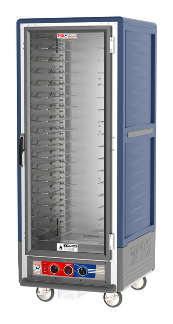 Metro C539-MFC-U-BU C5 3 Series Blue Full-Size Insulated Moisture Heated Holding & Proofing Cabinet with Clear Door and Universal Wire Slides - 120V