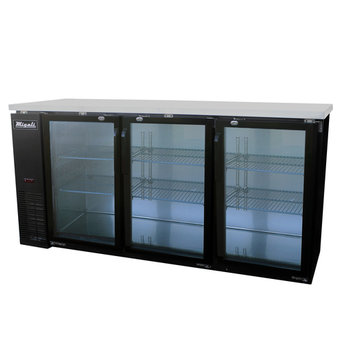 Migali C-BB72G-HC 72.8"W Three-Section Glass Door Competitor Series Refrigerated Back Bar Cabinet