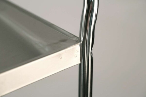 Lakeside 472 500 Lbs. Chrome Plated Open 2-Shelf with Push Handle Utility Cart