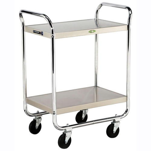 Lakeside 472 500 Lbs. Chrome Plated Open 2-Shelf with Push Handle Utility Cart