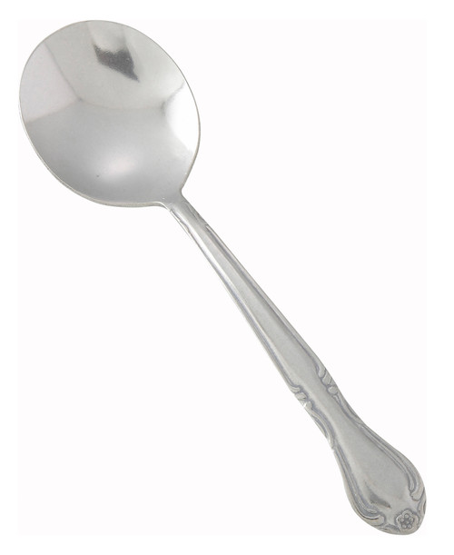 Winco 0004-04 6" 18/0 Stainless Steel Bouillon Spoon (contains 1 Dozen)