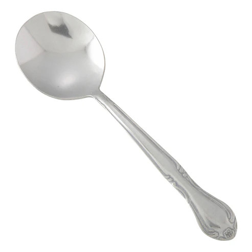 Winco 0004-04 6" 18/0 Stainless Steel Bouillon Spoon (contains 1 Dozen)