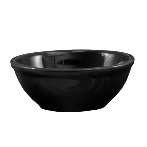 CAC China LV-15-BLK 12.5 Oz. Black Ceramic Round Las Vegas Nappie Bowl (3 Dozen Per Case)
