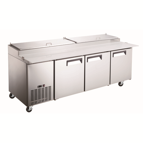 Admiral Craft GRPZ-3D 92" W 3-Section 3 Doors Grista Refrigerated Pizza Prep Table - 7.2 Amps