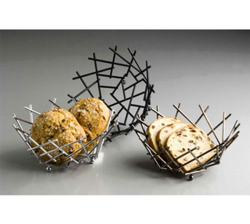 American Metalcraft FRUB12 8" Metal Black Round Thatch Basket