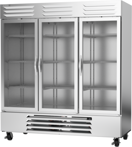 Beverage Air FB72HC-1G 75" W Three-Section Glass Door Reach-In Freezer - 115/208-230 Volts