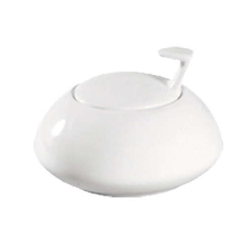 CAC China COL-HSP 3.25" Dia. Bone White Porcelain Round CAC Collection Sugar Bowl (3 Dozen Per Case)