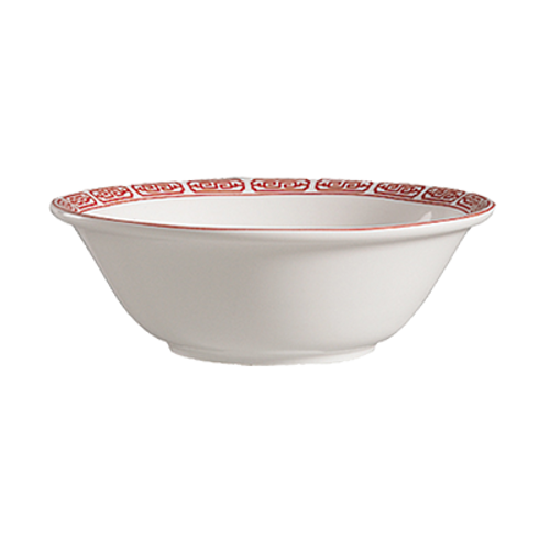 CAC China 105-74 7" Dia. 21 Oz. Porcelain Bone White Round Red Gate Noodle Bowl (2 Dozen Per Case)