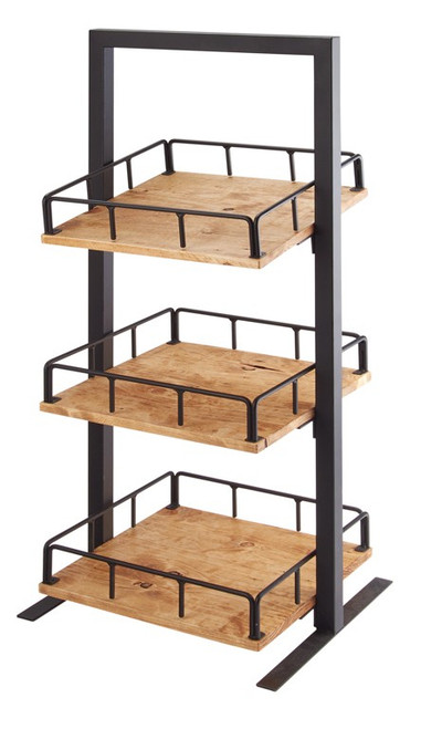 Cal-Mil 3494-3-99 12" x 12"D x 31"H Black Wood Madera Merchandiser