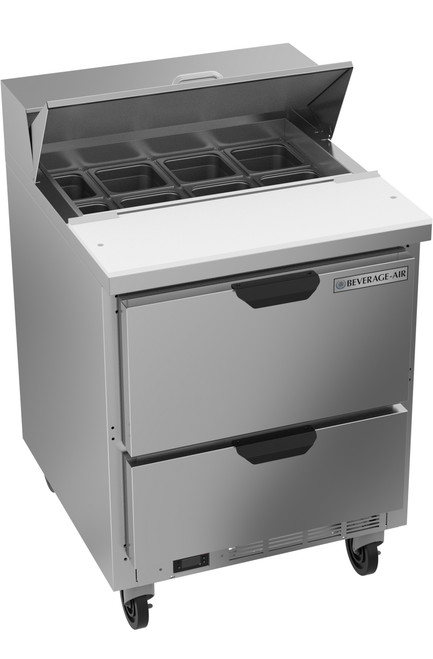 Beverage Air SPED27HC 27" W One-Section Two Drawer Sandwich Top Refrigerated Counter
