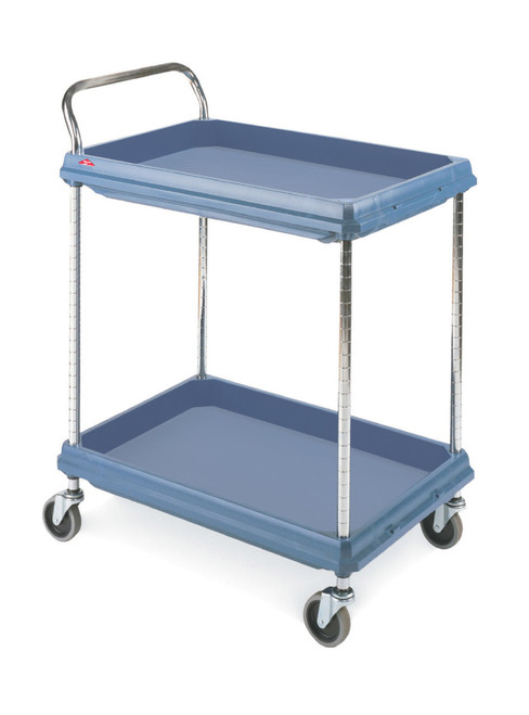 Metro BC2636-2DMB Blue Deep Ledge Utility Cart Adjustable Polymer Shelves 38-3/4"W x 27"D x 41"H