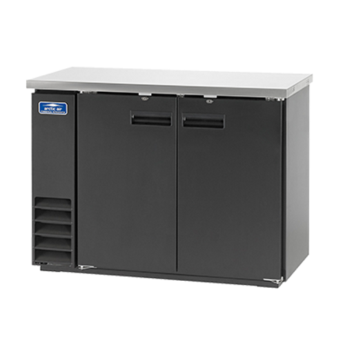 Arctic Air ABB48 49.13"W Black Stainless Steel Two-Section Solid Door Back Bar Refrigerator