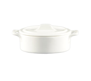 CAC China GMJ-6 12 Oz. Super White Porcelain Oval RCN Specialty Gourmet Jar (3 Dozen Per Case)
