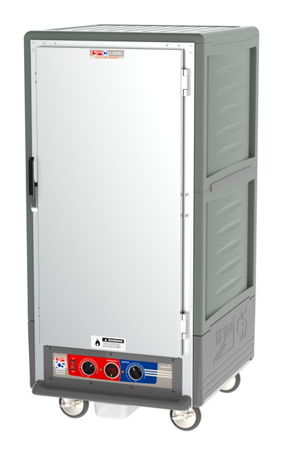 Metro C537-MFS-L-GY C5 3 Series Gray 3/4-Size Insulated Moisture Heated Holding & Proofing Cabinet with Solid Doors and Lip Load Slides - 120 Volts